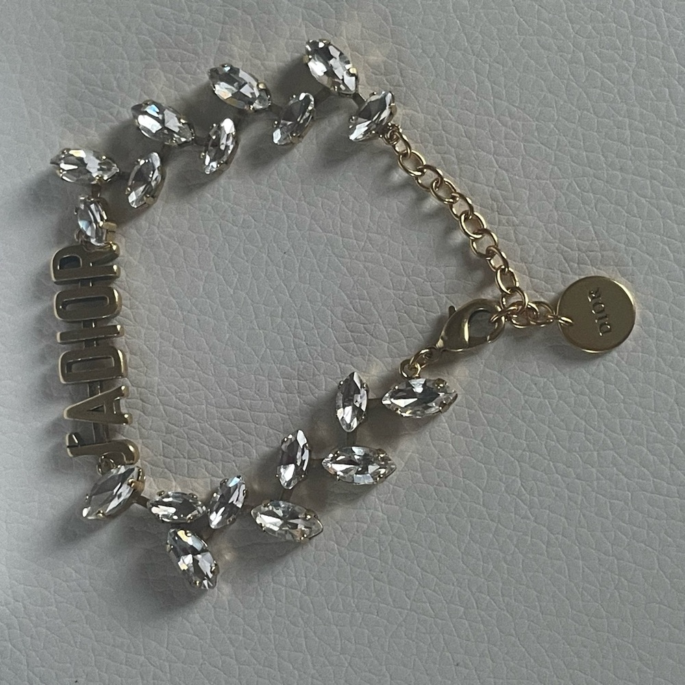 Christian Dior 'J'adior' Logo Bracelet with Crystal Accents - Picture 3 of 8